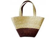 Straw Tote: Woven Wheat Straw Tote - 2 Tones - Brown - BG-R11052BN